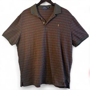 Ralph Lauren Men's Polo in Gray and Red Stripes